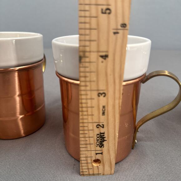 VTG 60s MCM Copper Ceramic Coffee Tea Mugs Set 4 Rustic Cabin Farmhouse MOD Bar - Picture 14 of 16